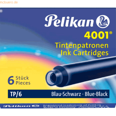 10 x Pelikan Tintenpatrone 4001 blau-schwarz VE=6 Stück