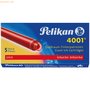 Pelikan Tintenpatrone 4001 GTP brilliant-rot VE=5 Stück