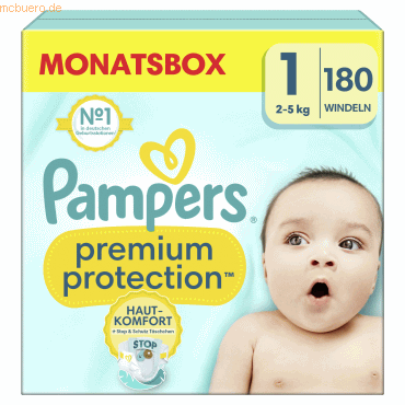 8006540705513 - Pampers® Windeln Monatsbox premium protection™ Größe Gr1 (2-5 kg) für Neugeborene (0-3 Monate) 180 St 8006540705513 - Pampers® Windeln Monatsbox premium protection™ Größe Gr1 (2-5 kg) für Neugeborene (0-3 Monate) 180 St