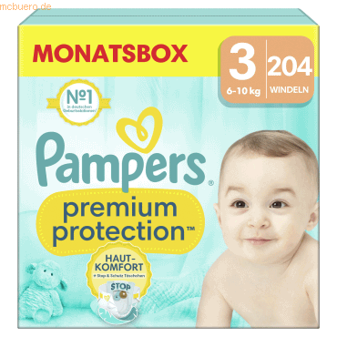 8006540705575 - Pampers® Windeln Monatsbox premium protection™ Größe Gr3 (6-10 kg) für Babys und Kleinkinder (4-18 Monate) 204 St 8006540705575 - Pampers® Windeln Monatsbox premium protection™ Größe Gr3 (6-10 kg) für Babys und Kleinkinder (4-18 Monate) 204 St