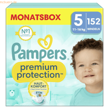 8006540705643 - Pampers® Windeln Monatsbox premium protection™ Größe Gr5 (11-16 kg) für Babys und Kleinkinder (4-18 Monate) 152 St 8006540705643 - Pampers® Windeln Monatsbox premium protection™ Größe Gr5 (11-16 kg) für Babys und Kleinkinder (4-18 Monate) 152 St
