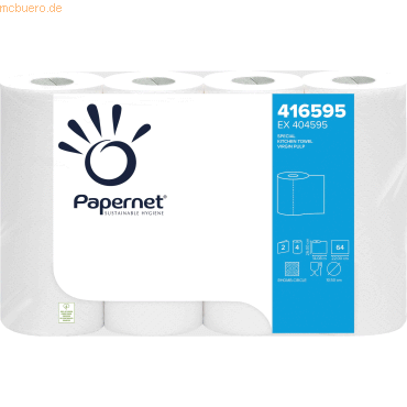 8024929265953 - Papernet Küchenrolle 2-lagig weiß Praktisches Küchenpapier aus Zellstoff 1 Packung = 4 Rollen à 64 Blatt 8024929265953 - Papernet Küchenrolle 2-lagig weiß Praktisches Küchenpapier aus Zellstoff 1 Packung = 4 Rollen à 64 Blatt