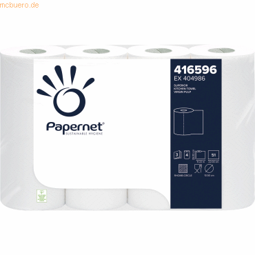 8024929265960 - Papernet Küchenrolle 3-lagig weiß Praktisches Küchenpapier aus Zellstoff 1 Packung = 4 Rollen à 64 Blatt 8024929265960 - Papernet Küchenrolle 3-lagig weiß Praktisches Küchenpapier aus Zellstoff 1 Packung = 4 Rollen à 64 Blatt