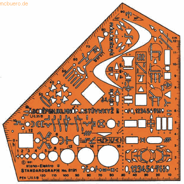 4014509010077 - Kunststoff-Schablone Elektro 8191 orange-transparent 4014509010077 Standardgraph