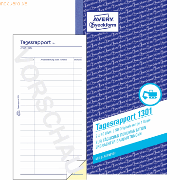 Avery Zweckform Formularbuch Tagesrapport 10,5x20cm VE=2x50 Blatt