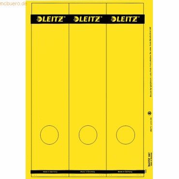 Leitz Ordnerrückenschilder 61.5x285mm auf A4 selbstklebend VE=75 gelb