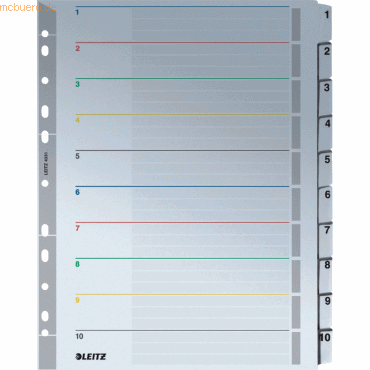 4002432359103 - LEITZ® Wiederbeschreibbare Kartonregister Zahlen 1-10 mit Lochung