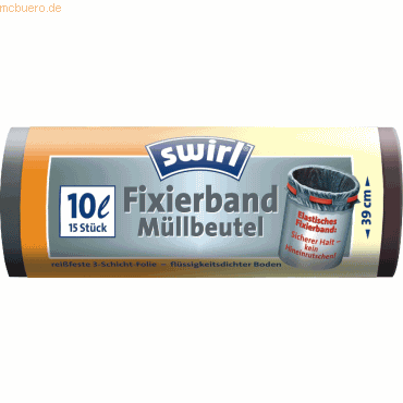 4006508183197 - Müllbeutel 10l mit Fixierband anthrazit VE=15 Stück