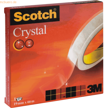 3134375261951 - Scotch Klebefilm Crystal Clear 600 19 mm x 66 m Karton hochtransparent leichtes und geräuschloses Abrollen (C6001966)