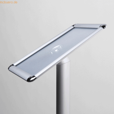 8595578308747 - SHOWDOWN Menütafel Silber mit Design-Ständer Aluminium Stahl 450 (B) x 391 (T) x 1100 (H) mm