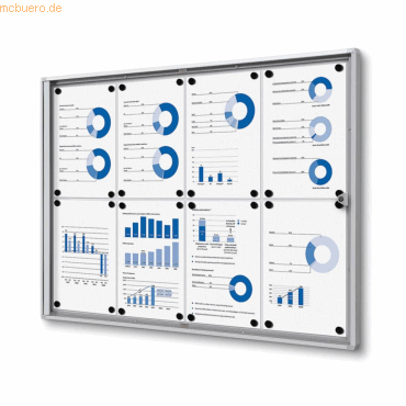 8595578316063 - SHOWDOWN Abschließbarer Schaukasten Magnetisch Wandmontage Abschließbar 931 (B) x 655 (H) cm Silber