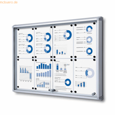 8595578316285 - SHOWDOWN Abschließbarer Schaukasten Magnetisch 94 (B) x 675 (H) cm Silber 8 x DIN A4 8595578316285 - SHOWDOWN Abschließbarer Schaukasten Magnetisch 94 (B) x 675 (H) cm Silber 8 x DIN A4