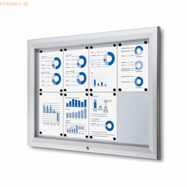 8595578316650 - Schaukasten T-Linie 8 x A4 Metallrückwand weiß silber magnetisch 8595578316650 Showdown Displays 8595578316650 - Schaukasten T-Linie 8 x A4 Metallrückwand weiß silber magnetisch 8595578316650 Showdown Displays