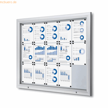 8595578316681 - SHOWDOWN Abschließbarer Schaukasten Magnetisch 1245 (B) x 1067 (H) cm Silber 15 x DIN A4 8595578316681 - SHOWDOWN Abschließbarer Schaukasten Magnetisch 1245 (B) x 1067 (H) cm Silber 15 x DIN A4