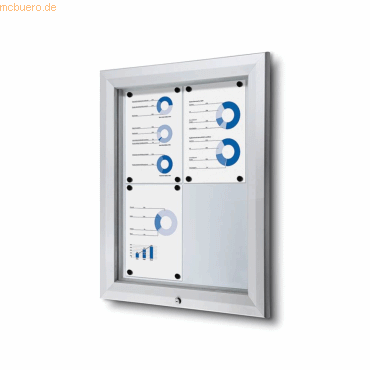 8595578316728 - Schaukasten T-Line 4 x A4 Metallrückwand weiß silber magnetisch 8595578316728 Showdown Displays