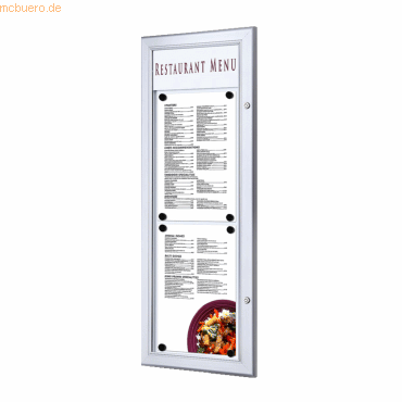 8595578322767 - SHOWDOWN Menütafel Magnetisch A4 Wandmontage mit Schrauben Abschließbar 29 (B) x 779 (H) cm Silber 8595578322767 - SHOWDOWN Menütafel Magnetisch A4 Wandmontage mit Schrauben Abschließbar 29 (B) x 779 (H) cm Silber