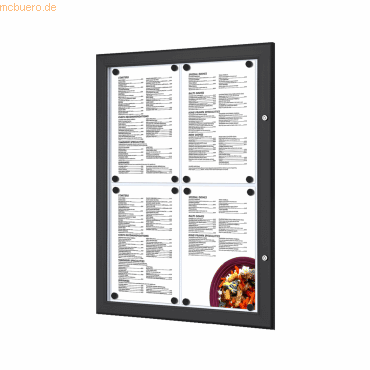 8596052042898 - SHOWDOWN Menütafel Magnetisch A4 Wandmontage mit Schrauben Abschließbar 505 (B) x 679 (H) cm Schwarz 8596052042898 - SHOWDOWN Menütafel Magnetisch A4 Wandmontage mit Schrauben Abschließbar 505 (B) x 679 (H) cm Schwarz