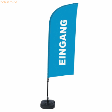 8596052143939 - SHOWDOWN Strandflagge Eingang Windform Blau 330 x 89 cm Einzel Aluminium