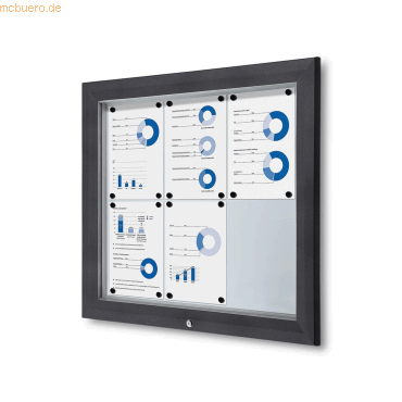8596052163111 - SHOWDOWN Abschließbarer Schaukasten Magnetisch 805 (B) x 76 (H) cm Anthrazit 6 x DIN A4
