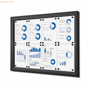 8596052163647 - SHOWDOWN Abschließbarer Schaukasten Magnetisch 961 (B) x 696 (H) cm Anthrazit 8 x DIN A4
