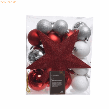 8719152754083 - EDM - Box mit 33 Zubehörteilen - Weihnachtsstimmung - Silber Rot und Weiß - 72209 - Argent 8719152754083 - EDM - Box mit 33 Zubehörteilen - Weihnachtsstimmung - Silber Rot und Weiß - 72209 - Argent