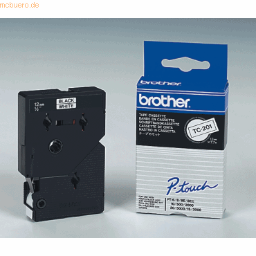 4977766051651 - P-touch Schriftband TC-201 12mm x 77m schwarz weiß laminiert 4977766051651 - P-touch Schriftband TC-201 12mm x 77m schwarz weiß laminiert