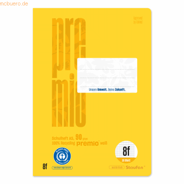 9001939833937 - Schulheft 040780008 Schulheft Lineatur 8f   Lineatur 8f A5  90g gelb 16 Blatt   32 Seiten 9001939833937 Ursus