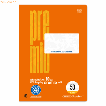 9001939837232 - Vokabelheft 040785053 Premio liniert A4 90g orange 9001939837232 Staufen 9001939837232 - Vokabelheft 040785053 Premio liniert A4 90g orange 9001939837232 Staufen