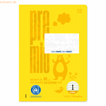 9001939837331 - Schulheft 040781001 Premio liniert A5 90g hellgelb 9001939837331 Staufen 9001939837331 - Schulheft 040781001 Premio liniert A5 90g hellgelb 9001939837331 Staufen