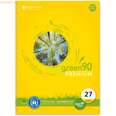 9002244864975 - Collegeblock 040835027 Green Baum Lineatur 27   liniert mit Rand innen außen A4 90g grün 80 Blatt 9002244864975 Staufen
