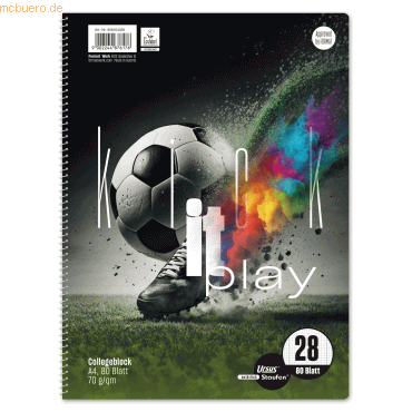 9002244876176 - Collegeblock 608104028 Style Kick it Fußball Lineatur 28 kariert mit Rand innen außen A4 70g sortiert 80 Blatt 900224487 9002244876176 - Collegeblock 608104028 Style Kick it Fußball Lineatur 28 kariert mit Rand innen außen A4 70g sortiert 80 Blatt 900224487