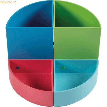 9002493094574 - Stiftebox THE QUARTER 1928 modulare Kreisform 2 gleich hohe & 2 gleich niedrige Viertel stapelbar klimaneutral Polystyrol mehrfarbig