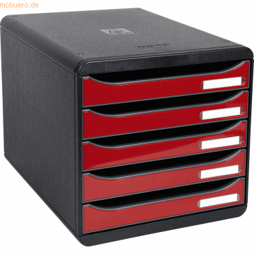 9002493424043 - Schubladenbox BIG-BOX PLUS A4+ 5 halboffene Schübe mit Auszugsstopp Griffmulde & Etikettenhalter Etiketten Blauer Engel Kunststoff schwarz-rot 9002493424043 - Schubladenbox BIG-BOX PLUS A4+ 5 halboffene Schübe mit Auszugsstopp Griffmulde & Etikettenhalter Etiketten Blauer Engel Kunststoff schwarz-rot