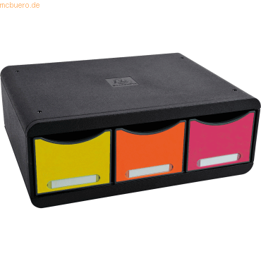 9002493424142 - Toolbox 3 Schübe schmal und hoch harlekin mit Beschriftungsschildern 9002493424142 Exacompta
