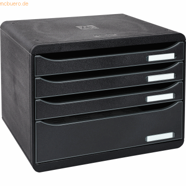 9002493424364 - Schubladenbox BIG-BOX PLUS HORIZON QUER A4+ 4 halboffene Schübe mit Auszugsstopp Griffmulde & Etikettenhalter Etiketten Blauer Engel schwarz 9002493424364 - Schubladenbox BIG-BOX PLUS HORIZON QUER A4+ 4 halboffene Schübe mit Auszugsstopp Griffmulde & Etikettenhalter Etiketten Blauer Engel schwarz