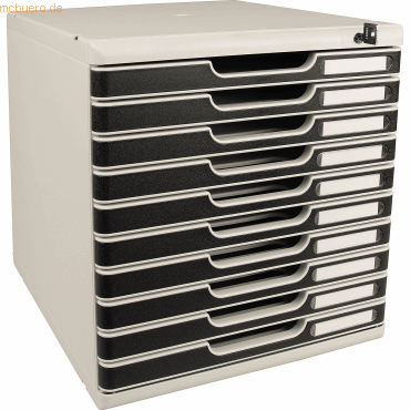 9002493424722 - Schubladenbox MODULO Format A4+ 10 abschließbare Schübe geschlossen Griffmulde & Etikettenhalter 2 Schlüssel Kunststoff grau 9002493424722 - Schubladenbox MODULO Format A4+ 10 abschließbare Schübe geschlossen Griffmulde & Etikettenhalter 2 Schlüssel Kunststoff grau