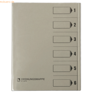 9003261580503 - Ordnungsmappe din A4 250g m² Farbe grau 6 Fächer din A4 250g m² Farbe grau 6 Fächer - Bene
