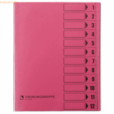 9003261593305 - Bene Ordnungsmappe DIN A4 Rosa Hartpappe (RC) 12-teilig 244 x 312 cm