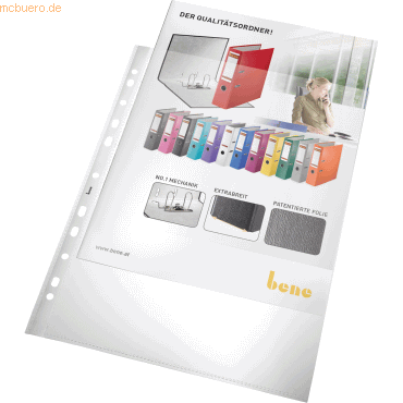 9003262200226 - Bene Prospekthüllen DIN A4 Glasklar Transparent 140 Mikron PP (Polypropylen) Oben und links 11 Löcher 25 Stück 9003262200226 - Bene Prospekthüllen DIN A4 Glasklar Transparent 140 Mikron PP (Polypropylen) Oben und links 11 Löcher 25 Stück