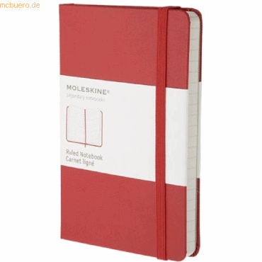 Moleskine Notizbuch P A6 9x14cm liniert Hardcover rot