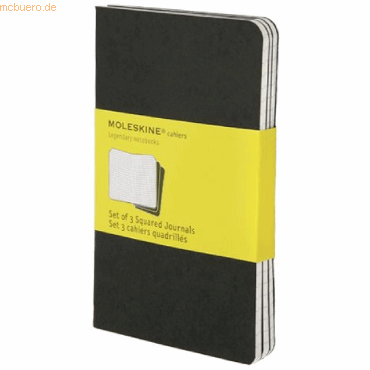 Moleskine Notizheft Cahier P A6 9x14cm VE=3 Stück kariert schwarz