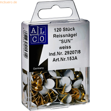 10 x Alco Reißnägel Sun 9,5mm kunststoffüberzogen VE=120 Stück weiß