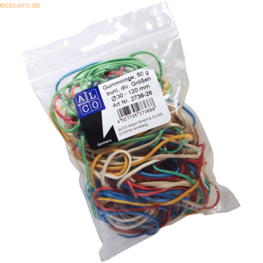 4007735273668 - Gummiring 30 - 120mm Kautschuk farbig sortiert 50 g Pack