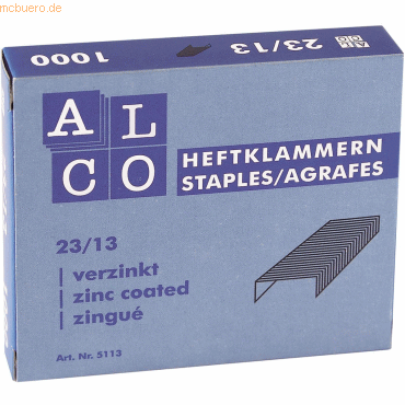 4007735051136 - 100 x Heftklammern Stahl verzinkt 23 13 VE=1000 Stück