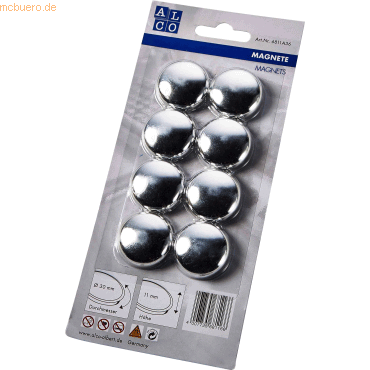 4007735681166 - Haftmagnet Metall Kunststoff 30mm silber VE=8 Stück