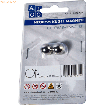 4007735706210 - Kugelmagnet Neodoym Neodym (Nd) 13mm TG 2900 g silber VE=2 Stück 4007735706210 - Kugelmagnet Neodoym Neodym (Nd) 13mm TG 2900 g silber VE=2 Stück