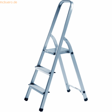 4007735088927 - Haushaltsleiter aus Aluminium 3-stufig Höhe 125cm silber 4007735088927 - Haushaltsleiter aus Aluminium 3-stufig Höhe 125cm silber