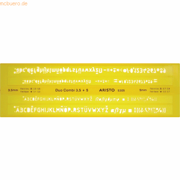 Aristo Schriftschablone Duo-Combi für Faserschreiber 3,5 und5mm gelb
