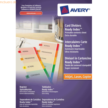 Avery Zweckform Register A4 mehrfarbig Spezialkarton 1-12 zweiseitig b