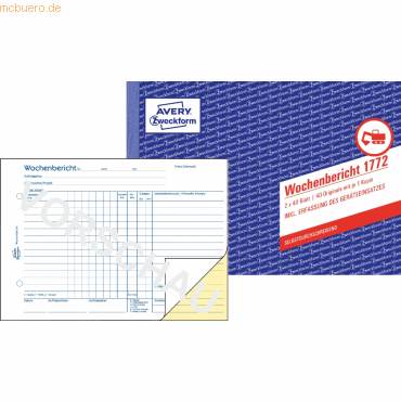 4004182017722 - Wochenbericht DIN A5 quer selbstdurchschreibend 1 Durchschlag 2 x 40 Bl